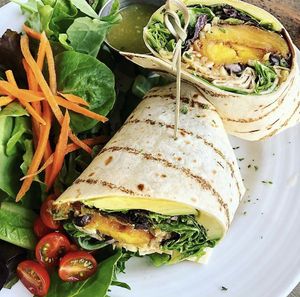 vegan plantain burrito  at Zinc Cafe in Medford