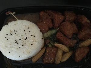 Orange Gardein Chicken at Yard House in Moorestown