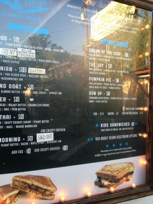 Menu board at PBJ Grilled - Food Truck in Portland