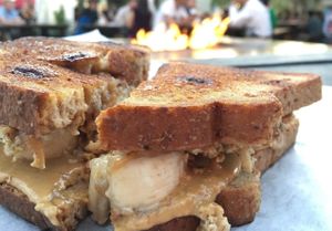 Grilled nut butter, applesauce, banana, conn-raisin bread at PBJ Grilled - Food Truck in Portland