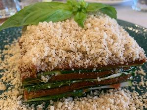 Lasagna to die for  at Level Veggie Bistro in Madrid