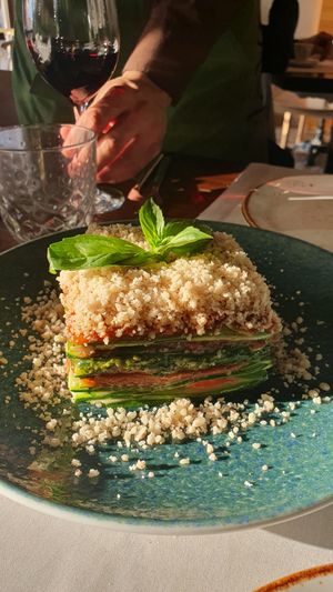 Lasaña crudivegana exquisita at Level Veggie Bistro in Madrid