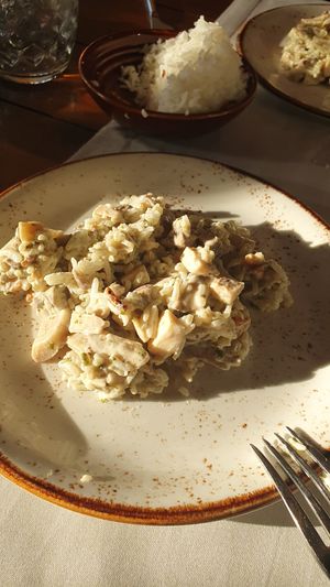 El arroz con 3 tipos de setas at Level Veggie Bistro in Madrid