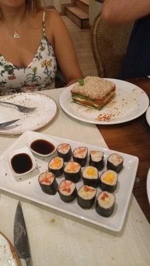 Two of our favorite dishes from this place
Raw-vegan sushi and lasagna at Level Veggie Bistro in Madrid