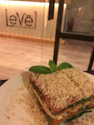 Lasaña vegetal at Level Veggie Bistro in Madrid