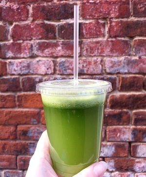 Freshly pressed green juice at The Juice Place in Charlottesville