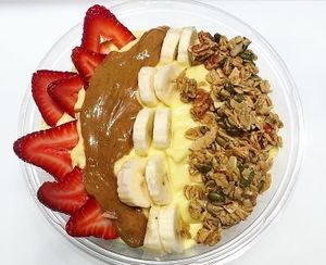 Vegan smoothie bowl- comes with granola and then choose your toppings- anything from fresh organic fruit to seeds to nuts to superfoods  at The Juice Place in Charlottesville