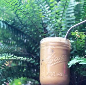 vegan cold brew latte with house made organic almond milk  at The Juice Place in Charlottesville