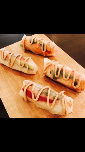 Rice paper rolls at Green Time in Auckland