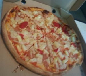 Vegan Hawaiian pizza at Eat Pizza - Flinders St in Melbourne