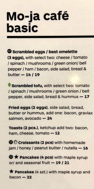 Menu 1 of 11, July 2021 at Mo-Ja Cafe in Krakow