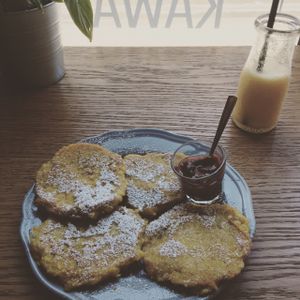 Vegan apple pancakes!! at Mo-Ja Cafe in Krakow