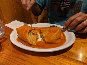 Burrito, less cheese. Not as nice as the other two. at Escobar's Mexican Restaurant in Kanab