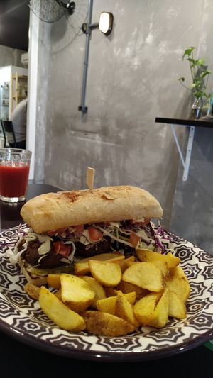 A falafel sandwich at GreenGo Batel in Curitiba