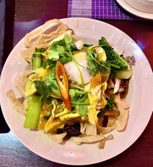 Hủ tiếu chiên giòn (deep fried rice noodles with vegan gravy)  at Buddha Chay - District 1 in Ho Chi Minh City