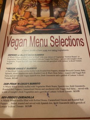 Just found out the veggie patty contained dairy... happy the waitress said something! Offered me a vegan menu that I didn’t even know about  at Sam Diegos in Hyannis