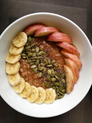 breakfast, oatmeal porridge, vegan version at Capture Vietnam in Phong Nha