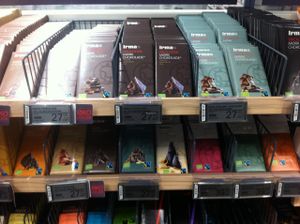 Fairtrade chocolate - verify which ones are dairy free at Irma in Copenhagen