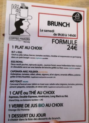 Menu at Coffee Makers in Lille