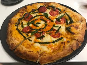 Margarita pizza at Vegan Inc - Miyana in Mexico City