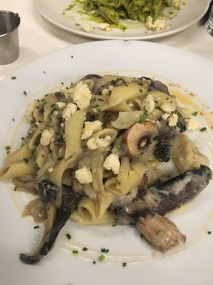 Fusilli with mushrooms and cheese, gluten free at Vegan Inc - Miyana in Mexico City