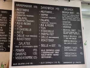 Menu on wall at Onkel A in Vejle