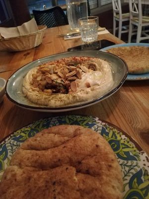 Meat hummus at Umm Kulthum in Haifa