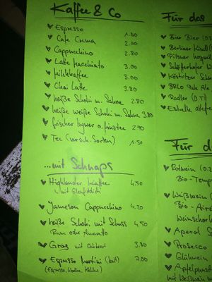 menu  at Bämeräng in Berlin