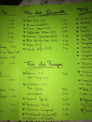 menu  at Bämeräng in Berlin