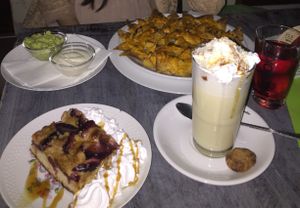 Nachos, white chocolate, plum tarte - divine! at Bämeräng in Berlin