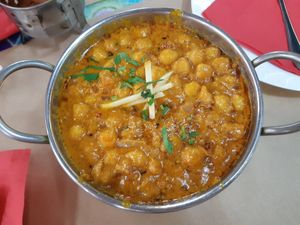 Chickpea curry at Red Chilli Indian Restaurant in Corfu