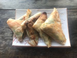 Vegan Pastry Triangles!  at Rising Sun Restaurant & Guesthouse in Koh Rong