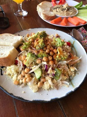 Couscous salad ($4) & hummus plate ($4) at Rising Sun Restaurant & Guesthouse in Koh Rong