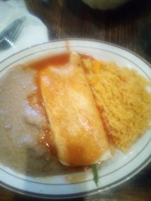 Veggie burrito with rice and beans at Tlaquepaque in Cambridge