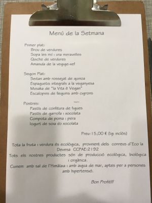 Menu at La Vita e Vegan in Escaldes-engordany