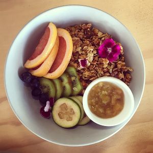 Granola bowl at Vitality Kitchen in Tauranga