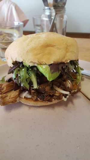 Jackfruit burger at Vitality Kitchen in Tauranga