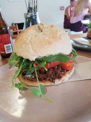Pulled jackfruit burger. at Vitality Kitchen in Tauranga