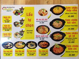 Menu at Healthy Farm - XVNT Binh Thanh District in Ho Chi Minh City