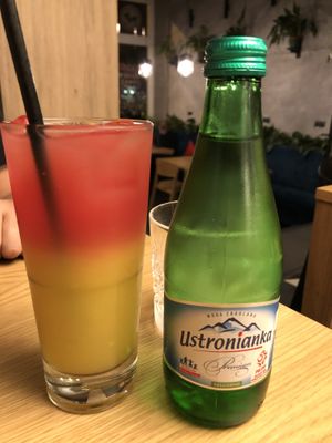 Drinks: watermelon juice and water  at Cocina Verde in Krakow