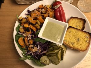 Salad with sweet potatoes at Cocina Verde in Krakow