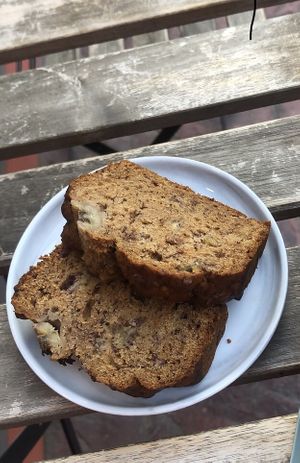 The banana bread is vegan  at Juicery in Istanbul