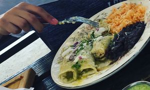     Enchiladas suizas ?  at Mazon Vegano in Tijuana