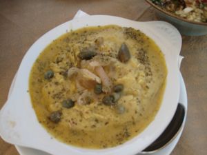 Fava, Santoriner peas specialty at MIRA in Paros