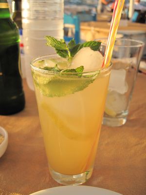 homemade lemon drink at MIRA in Paros