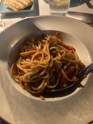 Greek linguini  at MIRA in Paros
