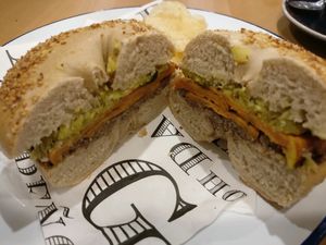 sweet potato bagel at 5 & Dime Bagel Co. in Melbourne