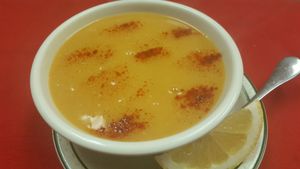 Red lentil soup at Mediterrano Turkish and Mediterranean Cuisine in Hillsborough