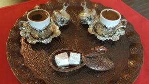 Turkish coffee with turkish delights at Mediterrano Turkish and Mediterranean Cuisine in Hillsborough