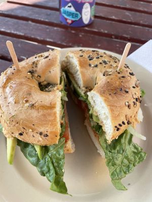 Vegan bagel with avocado   at Subterranean Coffee Boutique in San Diego
